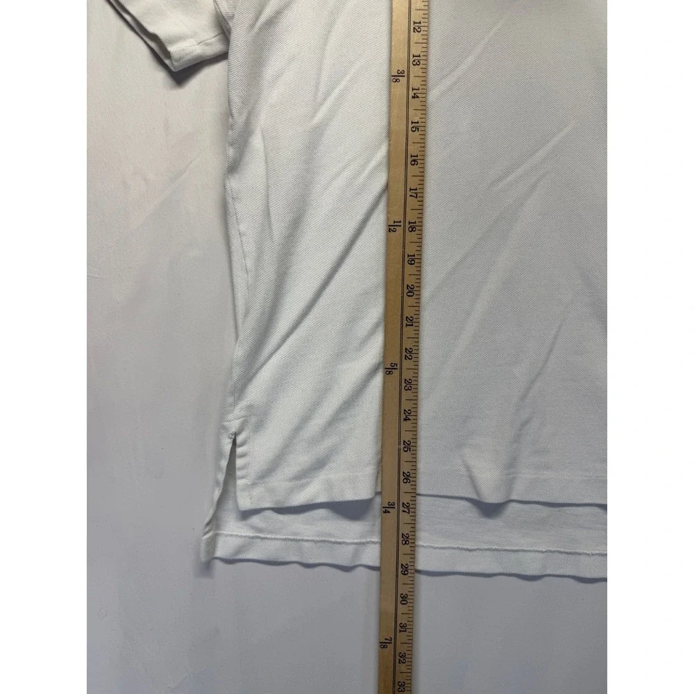 Ralph Lauren Polo Shirt Mens Large White Contrast Collar Cotton Logo Golf Tennis
